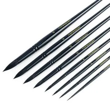 Transon 8pcs Round Watercolor Paint Brush Set Goat Hair for Watercolors,Acrylics,Inks,Gouache,Oil and Tempera…