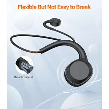 PTYOO Bone Conduction Headphones, Open-Ear Bluetooth 5.3 Headphones with Microphone, Sweat Resistant Sports Earbuds Wireless Earphone for Running Workout Cycling