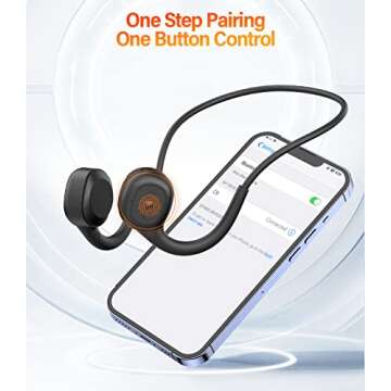PTYOO Bone Conduction Headphones, Open-Ear Bluetooth 5.3 Headphones with Microphone, Sweat Resistant Sports Earbuds Wireless Earphone for Running Workout Cycling