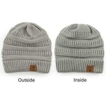 Durio Lovely Kids Baby Beanies for Boys Girls Soft Knitted Infant Toddler Winter Hat Warm Babies Caps for 0-2 Years 3 Pack Black & Black White & Navy