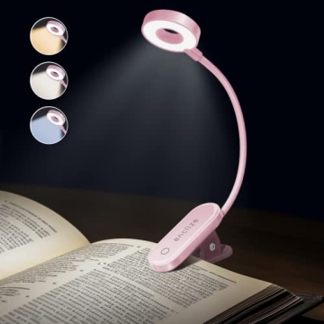 enclize Book Light for Reading in Bed,Rechargeable LED Reading Light with Stepless Brightness & 3 Co...