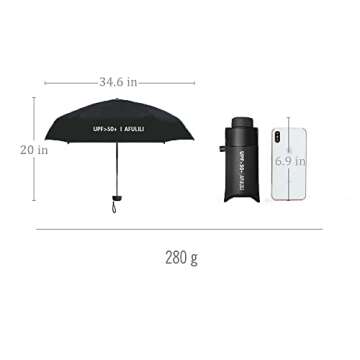 AFULILI Small Mini Compact Travel Umbrella – Lightweight, UV Protection Perfect for Travel
