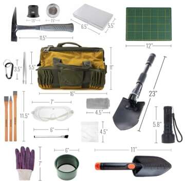 ASR Outdoor 13pc Geology Rockhounding Equipment Kit with Tool Bag