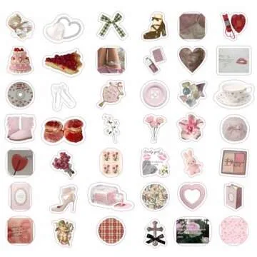 BulbaCraft 100Pcs Coquette Stickers - Coquette Aesthetic, Small Waterproof Coquette Sticker Sheets Pink for Phone Cases, Laptop - Coquette Room Decor Vintage, Coquette Accessories