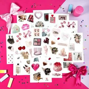 BulbaCraft 100Pcs Coquette Stickers - Coquette Aesthetic, Small Waterproof Coquette Sticker Sheets Pink for Phone Cases, Laptop - Coquette Room Decor Vintage, Coquette Accessories