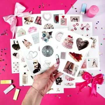 BulbaCraft 100Pcs Coquette Stickers - Coquette Aesthetic, Small Waterproof Coquette Sticker Sheets Pink for Phone Cases, Laptop - Coquette Room Decor Vintage, Coquette Accessories