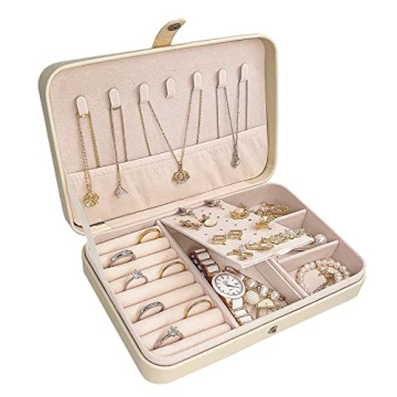 Soddeph Travel Jewelry Box Mini Portable Jewelry Organizer Case for Travel - Stylish Faux PU Leather...
