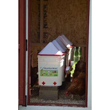 RentACoop 5 Gallon Chicken BPA-Free Plastic Bucket Waterer Set with 4 Horizontal Nipples - Corner Pl...