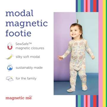 Magnetic Me Footie Pajamas Soft Modal Baby Girls Sleepwear Quick Magnetic Fastener Sleeper Pink Does...