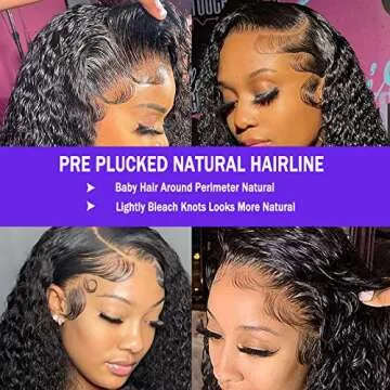 ONECHULY Water Wave Lace Front Wigs Human Hair 180% Density 13x4 HD Transparent Lace Front Wigs Pre Plucked with Baby Hair 20 Inch Brazilian Wet and Wavy Lace Front Wigs Glueless Natural Color
