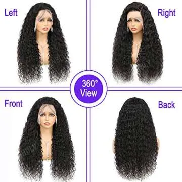 ONECHULY Water Wave Lace Front Wigs Human Hair 180% Density 13x4 HD Transparent Lace Front Wigs Pre Plucked with Baby Hair 20 Inch Brazilian Wet and Wavy Lace Front Wigs Glueless Natural Color