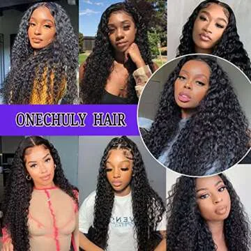 ONECHULY Water Wave Lace Front Wigs Human Hair 180% Density 13x4 HD Transparent Lace Front Wigs Pre Plucked with Baby Hair 20 Inch Brazilian Wet and Wavy Lace Front Wigs Glueless Natural Color