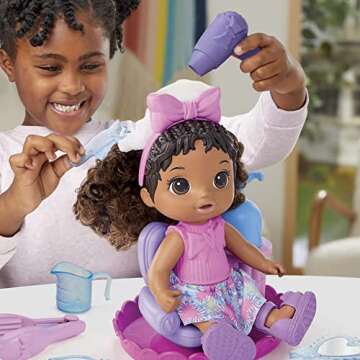 Baby Alive Sudsy Styling Doll, Black Hair, Includes 12-Inch, Salon Chair, Toys for 3 Year Old Girls and Boys and Up