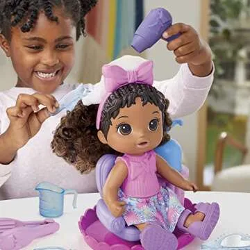 Baby Alive Sudsy Styling Doll, Black Hair, Includes 12-Inch, Salon Chair, Toys for 3 Year Old Girls and Boys and Up