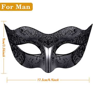 SIQUK Couple Masquerade Masks Sequins Venetian Party Plastic Halloween Costume Rhinestone Mardi Gras...