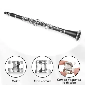 Premium 2 Pack Silver Clarinet Ligature with Adjustments