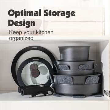 SENSARTE 17 Piece Nonstick Cookware, Removable Handles