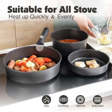 SENSARTE 17 Piece Nonstick Cookware, Removable Handles