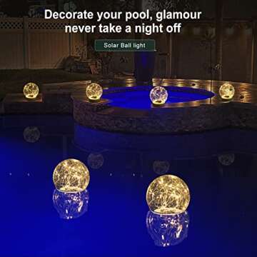 LENONE Solar Floating Pool Lights, Warm White LED Solar Glow Globe Pool Lights That Float, Auto ON/O...