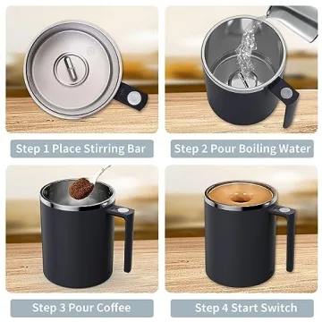 FOXNSK Self Stirring Mug for Effortless Drinks Anywhere