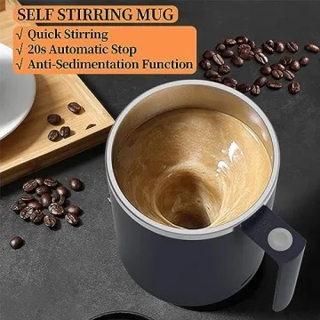 FOXNSK Self Stirring Mug for Effortless Drinks Anywhere