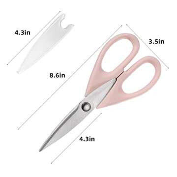Food Scissors,SinYe Pink Kitchen Scissors with Protective Sheath, Long Blade Kitchen Shears for Chic...