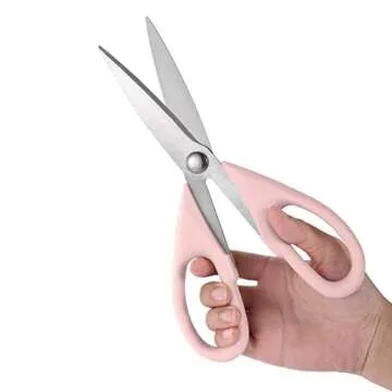 Food Scissors,SinYe Pink Kitchen Scissors with Protective Sheath, Long Blade Kitchen Shears for Chicken,All Purpose Scissors with Fine Serrations(pink)