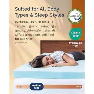 ViscoSoft Twin XL Memory Foam Mattress Topper - 3 Inch Cooling Extra Long Reflex Gel Mattress Pad - CertiPUR-US - Oeko TEX Certified