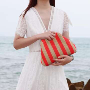 Stylish Oweisong Striped Clutch for Women in Vibrant Colors