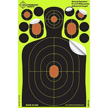 Splatterburst Targets - 8 x 12 inch Adhesive Mini Silhouette - Stick & Splatter Shooting Targets - G...