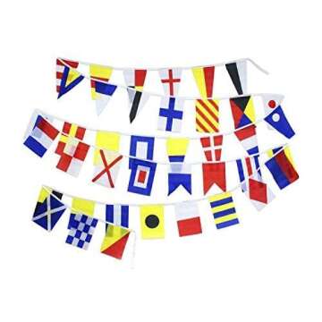 Flaglink International Marine Navy Signal Code Flag Set Of 40 Flags - Length 40 Feet - Nautical Mari...