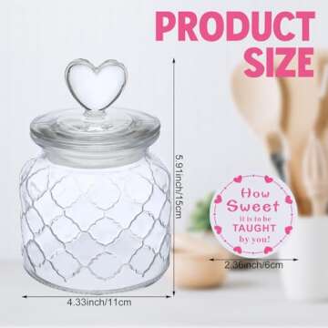 Suclain 3 Set 22 oz Clear Glass Jars Heart Valentines Glass Container with Cute Heart Shaped Lids Se...
