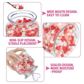 Suclain Heart-Shaped 22 oz Glass Jars for Food Storage