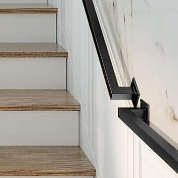 Sturdy 6FT Black Iron Hand Railing for Safety and Style