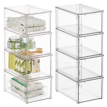 mDesign Stackable Towel Storage Box with Drawer