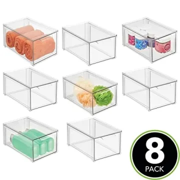 mDesign Stackable Towel Storage Box with Drawer