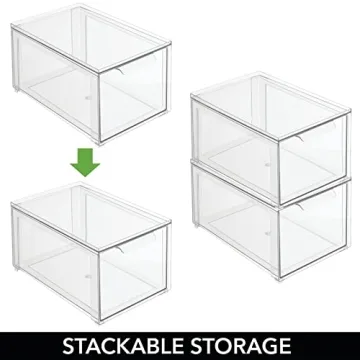 mDesign Stackable Towel Storage Box with Drawer