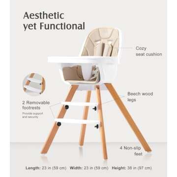 3-in-1 Convertible Baby High Chair for Safety and Style