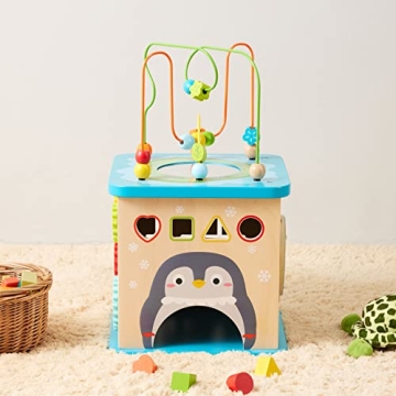 Amazon Basics Kids Wooden Educational Activity Cube for Toddlers