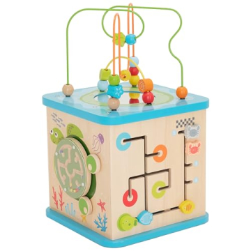 Amazon Basics Kids Wooden Educational Activity Cube for Toddlers