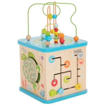 Amazon Basics Kids Wooden Educational Activity Cube for Toddlers