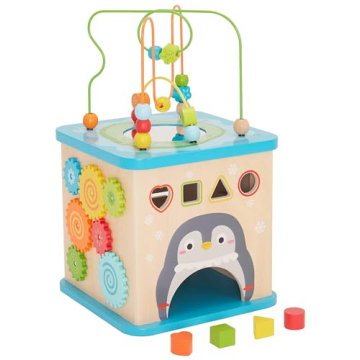 Amazon Basics Kids Wooden Educational Activity Cube for Toddlers