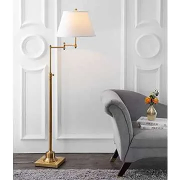 SAFAVIEH Ingram Gold Swing Arm Floor Lamp for Living Space