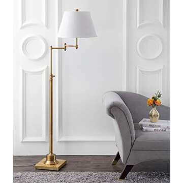 SAFAVIEH Ingram Gold Swing Arm Floor Lamp for Living Space