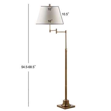 SAFAVIEH Ingram Gold Swing Arm Floor Lamp for Living Space