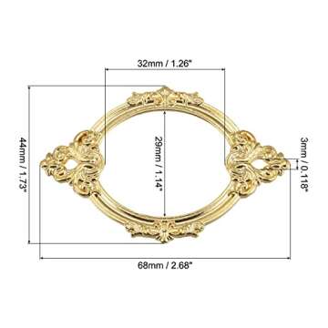 uxcell Metal Label Holders, 68x44mm 24Pcs Vintage Lace-up Business Tag Label Frame Card Holder for Shelve File Office Library Drawer, Gold Tone