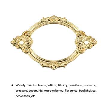 uxcell Metal Label Holders, 68x44mm 24Pcs Vintage Lace-up Business Tag Label Frame Card Holder for Shelve File Office Library Drawer, Gold Tone