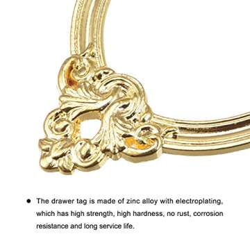 uxcell Metal Label Holders, 68x44mm 24Pcs Vintage Lace-up Business Tag Label Frame Card Holder for Shelve File Office Library Drawer, Gold Tone