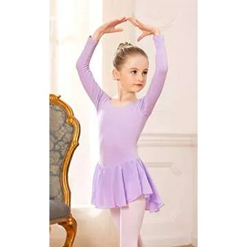 Zaclotre Ballet Leotards for Girls Toddler Classic Long Sleeve Criss-Cross Back Dance Dress Ballerina Outfits