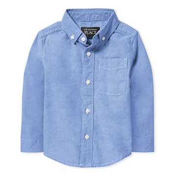 Children's Place Baby Boys Long Sleeve Oxford Shirt in Light Blue, 2T